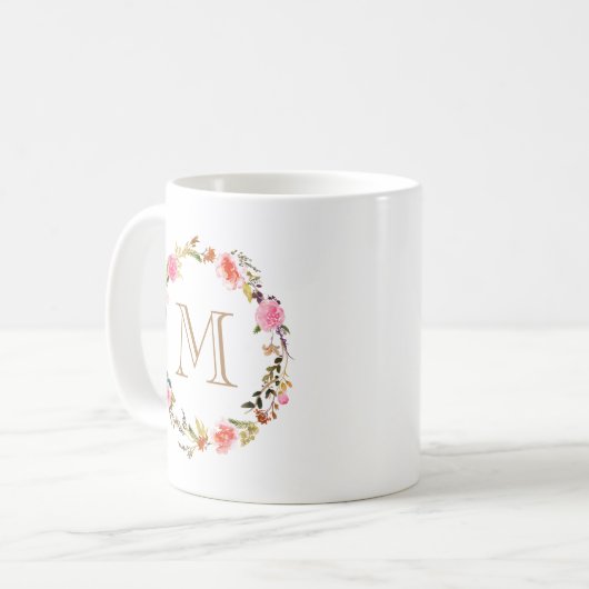 Bloemig Monogram Coffiemok Koffiemok (Voorkant links)