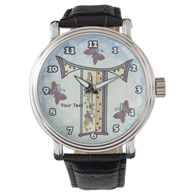 bloemig Monogram Horloge (Voorkant)