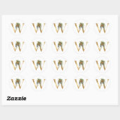 Bloemig monogram in goud Classic Ronde Sticker (Vel)