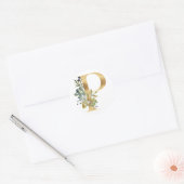 Bloemig monogram in goud Ronde sticker (Envelop)