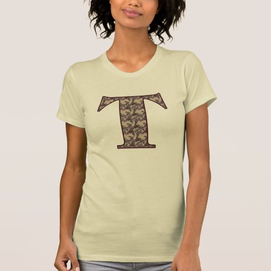 Bloemig Monogram Initiaal T Elegant T-shirt (Voorkant)
