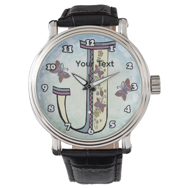 bloemig Monogram J Horloge (Voorkant)