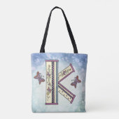 bloemig Monogram K Draagtas (Achterkant)
