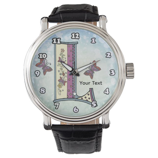 bloemig Monogram L Horloge (Voorkant)