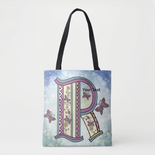 bloemig Monogram R Draagtas (Voorkant)