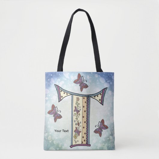 bloemig Monogram T Draagtas (Voorkant)