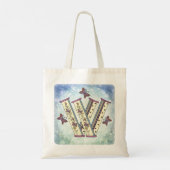 bloemig Monogram W Tote Bag (Achterkant)