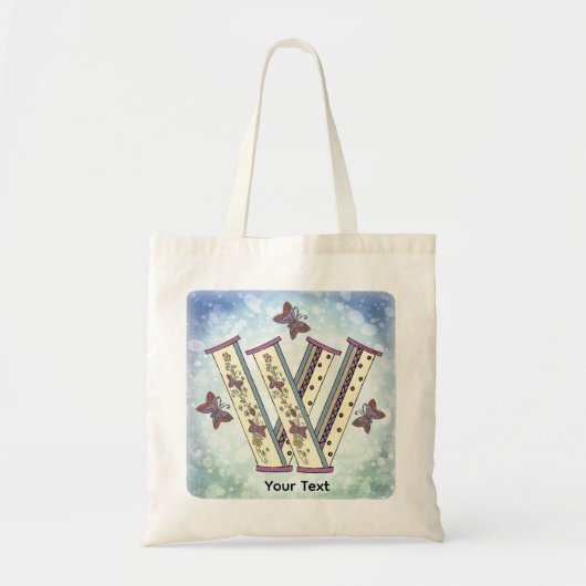 bloemig Monogram W Tote Bag (Voorkant)