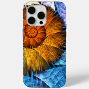 Bloemig Oranje Geel Blauw Abstracte Kunst iPhone 15 Pro Max Hoesje