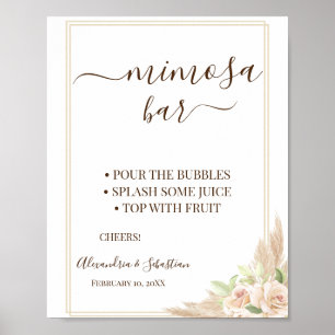 Bloemig Pampa Gras Mimosa Bar Bruiloft Aankondigin Poster