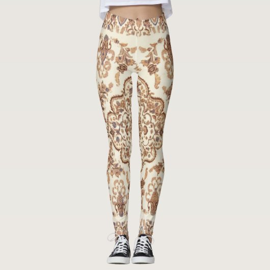 bloemig Perzisch tapijtpatroon Leggings (Voorkant)