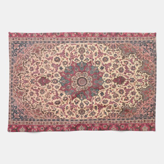 bloemig Perzisch tapijtpatroon Theedoek (Horizontaal)