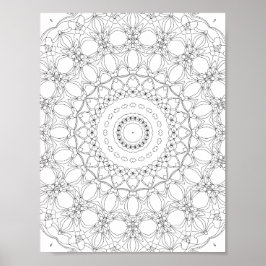 Bloemig Raster Kleurplaat Ontwerp Kaleidoscoop Poster