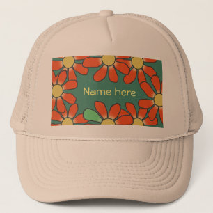 Bloemig sinaasappel groen trucker pet