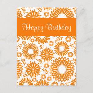 bloemig sinaasappel Happy Birthday Briefkaart