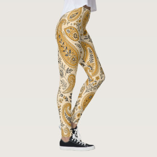 Bloemig verbrand oranje paisley leggings