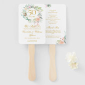 Bloemig vernieuwingsprogramma voor huwelijksjubile handwaaier (Voorkant en achterkant)