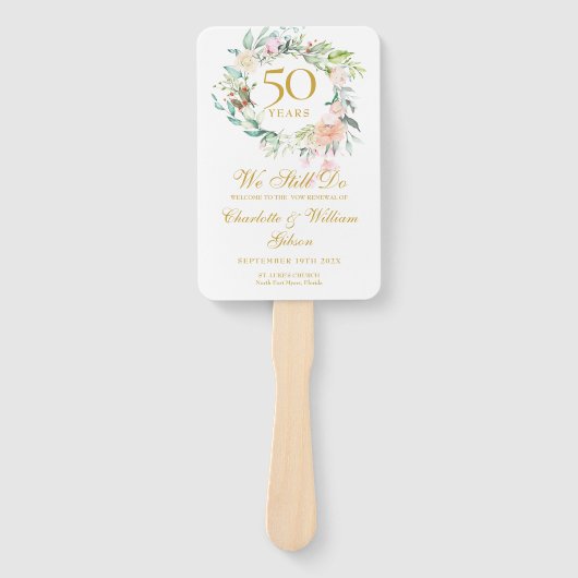 Bloemig vernieuwingsprogramma voor huwelijksjubile handwaaier (Voorkant)