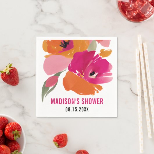 bloemig Vrijgezellenfeesten servet met datum (Insitu)