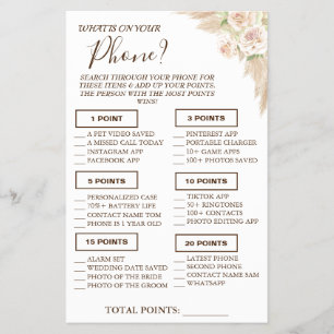 Bloemig Wat staat er op je telefoon Douche spelkaa Flyer