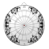 BLOEMIG ZWART-WIT DAMASK DARTBORD (Voorkant)