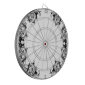 BLOEMIG ZWART-WIT DAMASK DARTBORD (Voorkant Links)