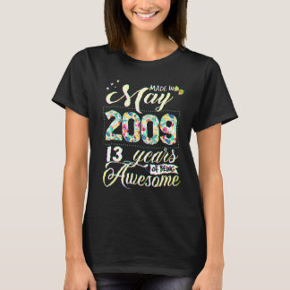 Bloemige 13e verjaardag voor vrouwen geboren in me t-shirt