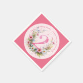 Bloemige 2e verjaardag op maat gemaakte twee feeën servet (Hoek)