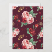 Bloemige 40e robijn bruiloft jubileum kaart (Achterkant)