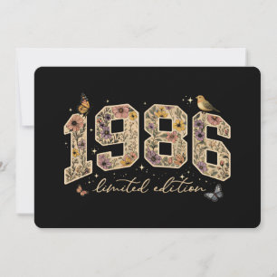 Bloemige 40e verjaardag Limited Edition 1986 Kaart
