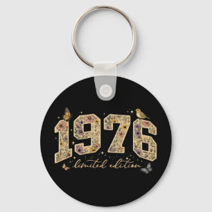 Bloemige 50e verjaardag gelimiteerde editie 1976 sleutelhanger