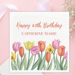 Bloemige 60e verjaardag servet