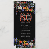 Bloemige 80e verjaardagsprogramma menu dank je zwa kaart (Voorkant / Achterkant)