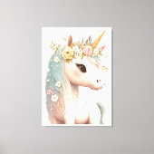 Bloemige Aanklede Kraam Eenhoorn Elegante Waterver Canvas Afdruk (Voorkant)