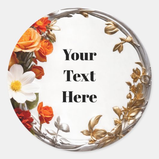 Bloemige aanpasbare sticker feest/huwelijken (Voorkant)