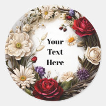 Bloemige aanpasbare sticker feest/huwelijken