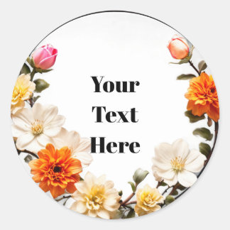Bloemige aanpasbare sticker feest/huwelijken