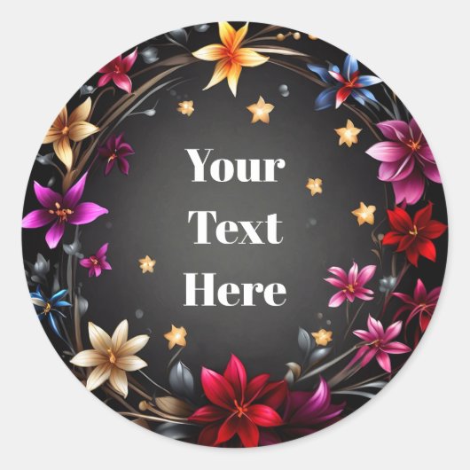 Bloemige Aanpasbare Sticker Feesten/Huwelijken (Voorkant)