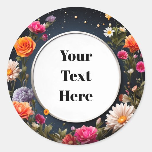 Bloemige Aanpasbare Sticker Feesten/Huwelijken (Voorkant)