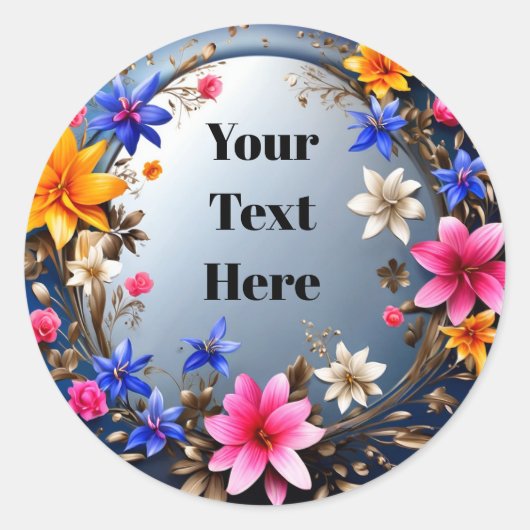 Bloemige Aanpasbare Sticker Feesten/Huwelijken (Voorkant)