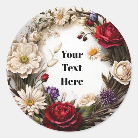 Bloemige Aanpasbare Sticker Feesten/Huwelijken (Voorkant)