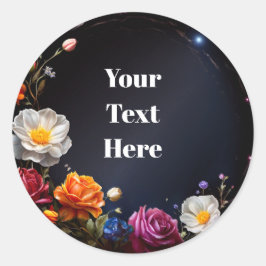 Bloemige aanpasbare sticker feestjes/huwelijken