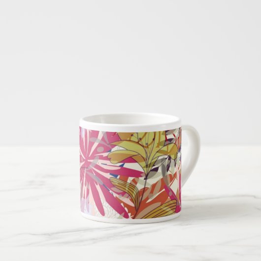 Bloemige achtergrond 6 espresso kop (Voorkant rechts)