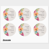 Bloemige afstudeer bedank sticker als feestfavor (Vel)