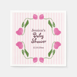 Bloemige Art Nouveau Roze Baby Shower Servet