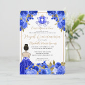 Bloemige Assepoester Prinses Koningsblauwe Quincea Kaart (Staand voorkant)