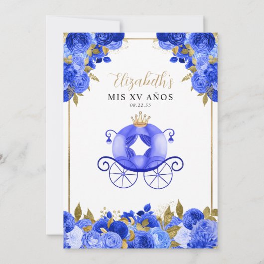 Bloemige Assepoester Prinses Koningsblauwe Quincea Kaart (Achterkant)