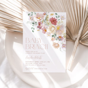 Bloemige baby brunch uitnodiging