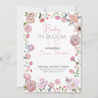 Bloemige baby shower uitnodiging – Elegante waterv