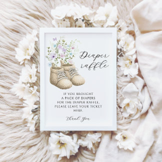Bloemige babyschoentjes Luierraffle Baby Shower Kaart